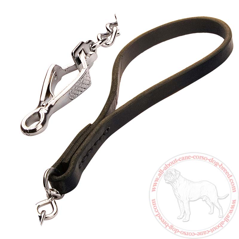 Buy Cane Corso Chain Dog Leash with Smart Snap Hook and Leather Handle