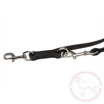 Stainless steel snap hooks of leather Cane Corso lead