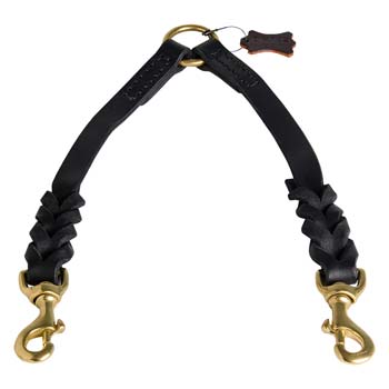 Dog leash coupler braided for walking 2 canines