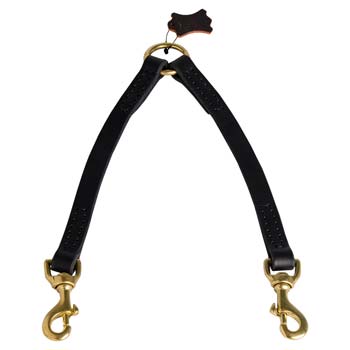 Dog leash coupler for 2 walking together canines