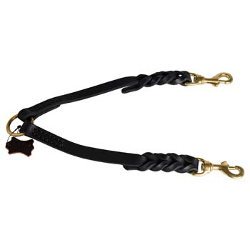 Heavy-duty leather dog coupler braided