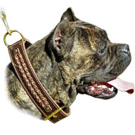 Braided Dog Collars-Wide 2 ply Leather Cane Corso Collar