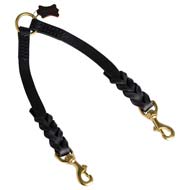 Leather Double Leash / Coupler Lead for Walking 2 Dogs