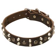 Leather Dog Collars with Studs and Pyramids for Cane Corso