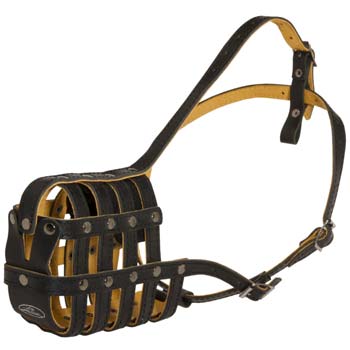Lightweight leather dog muzzle